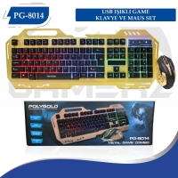 POLYGOLD PG-8014 IŞIKLI OYUNCU KLAVYE MOUSE SET