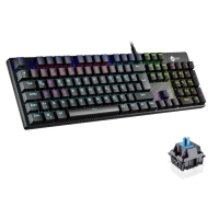 LENOVO Lecoo KG1101 Kablolu Blue Switch RGB LED Aydınlatmalı Makro Tuşlu Gaming Mekanik Türkçe Q Klavye Siyah
