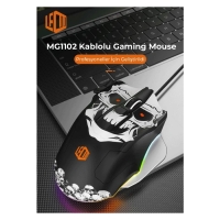 Lenovo Lecoo MG1102 Kablolu RGB LED Aydınlatmalı 8200DPI 10 Makro Tuşlu Kuru Kafa Desenli Win Mac Gaming Optik Mouse ve Mouse Pad Siyah