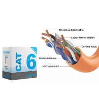 Cat6 İçmekan Kablo 24Awg 4P*0.50Mm Cca OD:6.0 305M