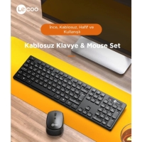 Lenovo Lecoo KM2001 Kablosuz Türkçe Q Klavye & Mouse Set Siyah