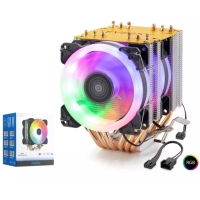 ND2606 CPU İşlemci Kule Tipi Soğutucu 600 Serisi Çift Fanlı 6 Bakır Borulu RGB
